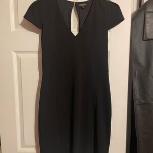 Express Classic Black V-Neck Mini Dress